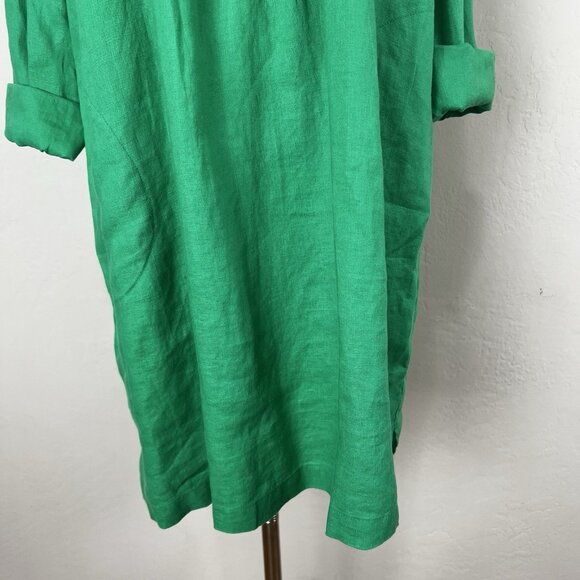 Lilly Pulitzer Rhoda Long Sleeve Popover Dress 100% Linen Green Pintuck Size 8 - Picture 3 of 12